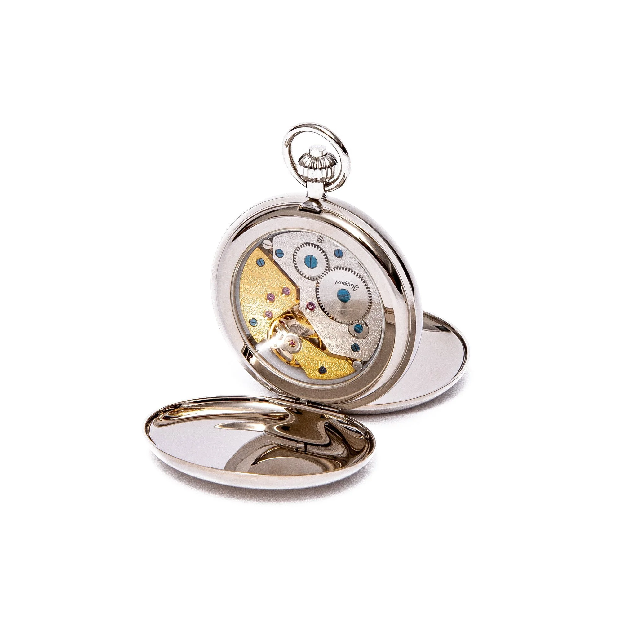 Mechanical Double Hunter Pocket Watch - Silver - Image 3
